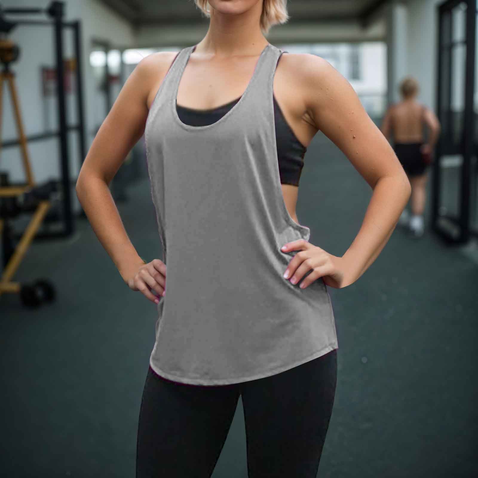 thumbnail image 4 of Chaleco deportivo sin mangas con cuello bajo en forma de T para mujer: top deportivo holgado de secado rápido y absorción del sudor, 4 of 5